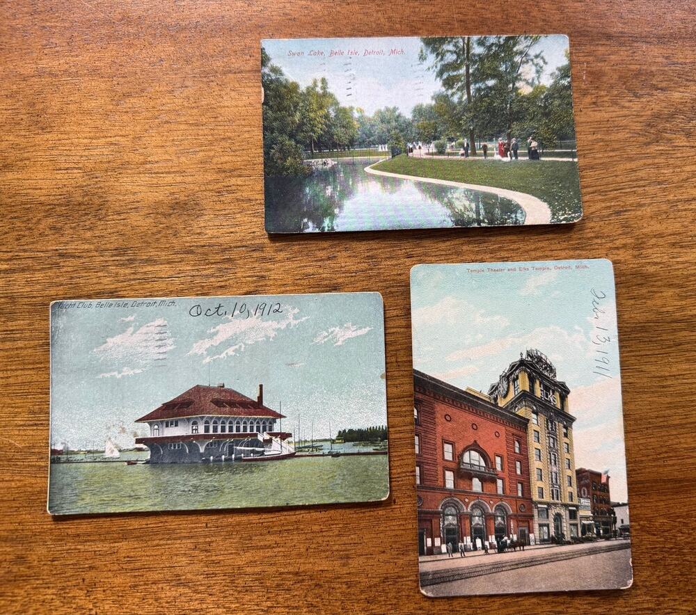 Vintage Detroit MI Postcard Lot Belle Isle Temple Theater 1907-1912 Germany